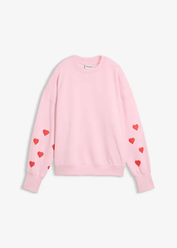 Oversize Sweatshirt aus Baumwoll-Mix in rosa von vorne - bonprix