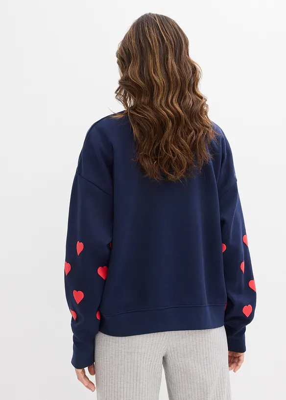 Oversize Sweatshirt aus Baumwoll-Mix in blau von hinten (im Anschnitt) - bonprix