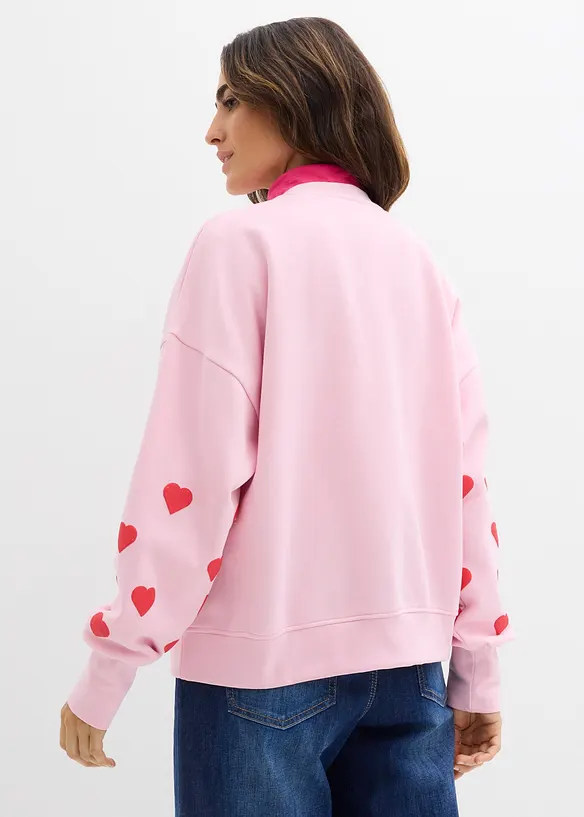 Oversize Sweatshirt aus Baumwoll-Mix in rosa von hinten (im Anschnitt) - bonprix