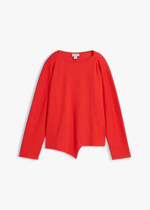 Langarmshirt aus reiner Bio-Baumwolle in rot von vorne - bonprix