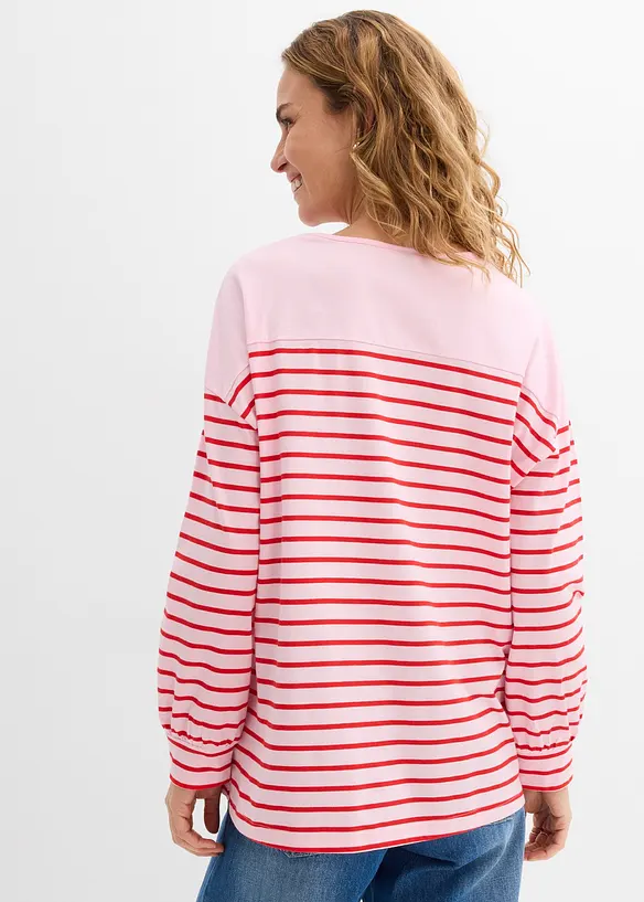 Langarmshirt aus reiner Bio-Baumwolle in rosa von hinten (im Anschnitt) - bonprix