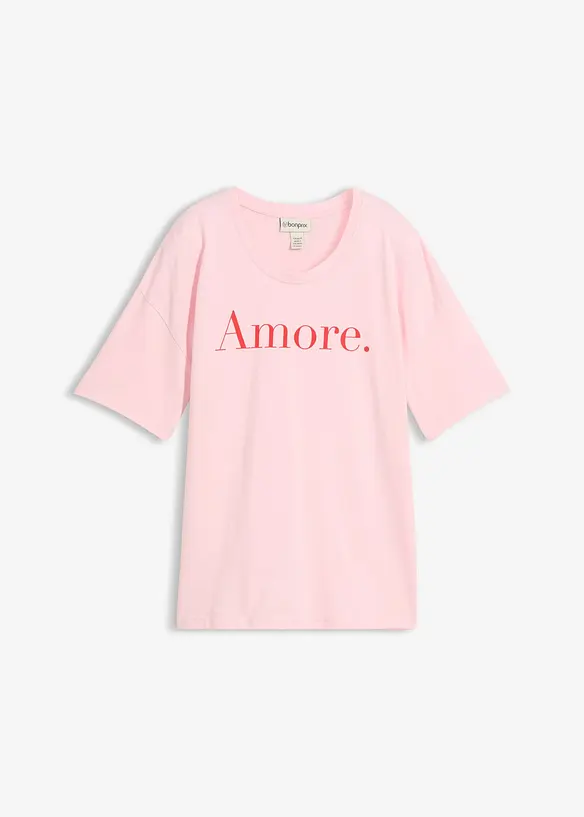 T-Shirt aus reiner Bio-Baumwolle in rosa von vorne - bonprix