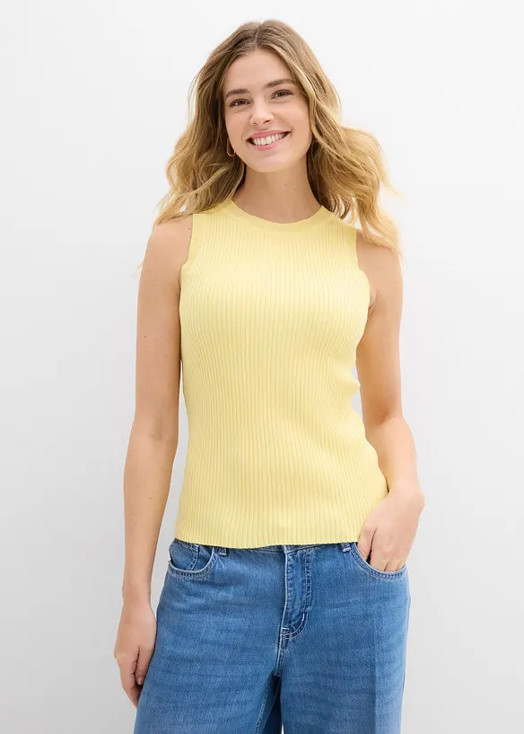 Stricktop mit Viskose in gelb von vorne (im Anschnitt) - bonprix Stricktop mit Viskose in gelb von vorne (im Anschnitt) - bonprix