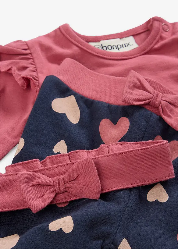 Baby Set aus Body, Hose und Stirnband aus Bio-Baumwolle (3-tlg.Set) in lila - bonprix