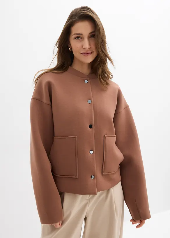 Blouson aus bequemen Scuba in braun von vorne (im Anschnitt) - bonprix