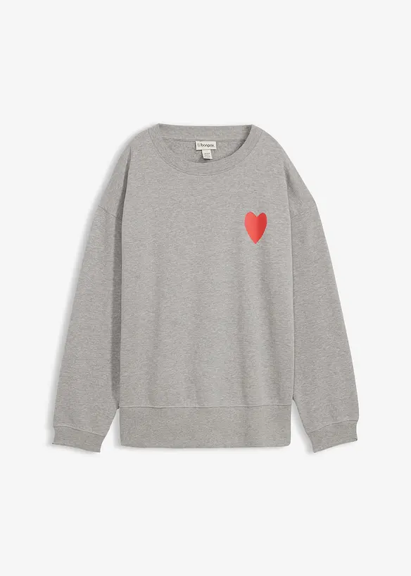 Oversized-Sweatshirt aus Bio-Baumwolle in grau von vorne - bonprix