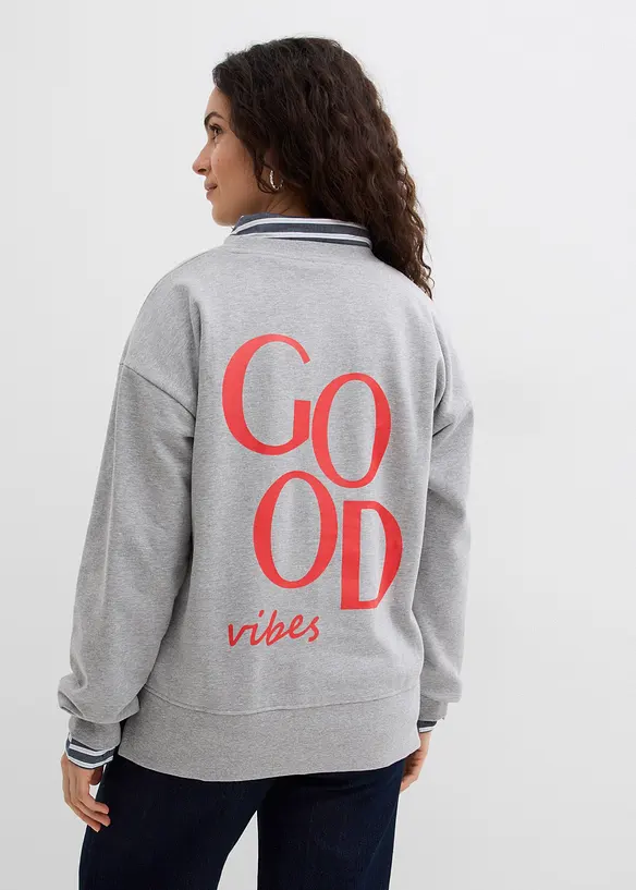 Oversized-Sweatshirt aus Bio-Baumwolle in grau von hinten (im Anschnitt) - bonprix