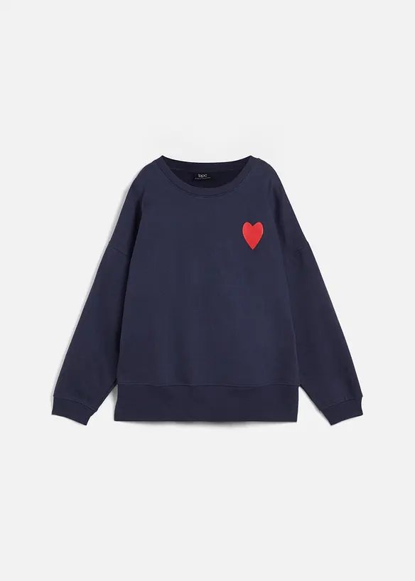 Oversized-Sweatshirt aus Bio-Baumwolle in blau von vorne - bonprix