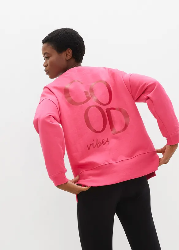 Oversized-Sweatshirt aus Bio-Baumwolle in pink von hinten (im Anschnitt) - bonprix