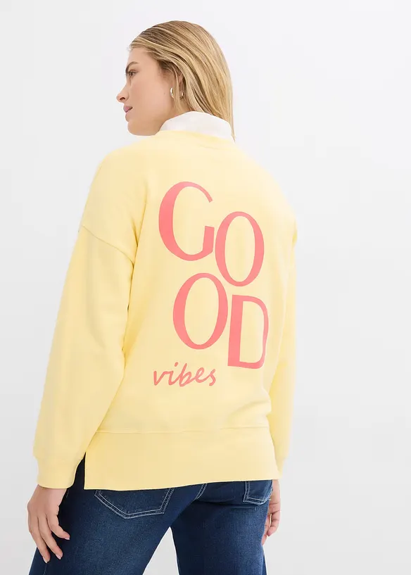 Oversized-Sweatshirt aus Bio-Baumwolle in gelb von hinten (im Anschnitt) - bonprix