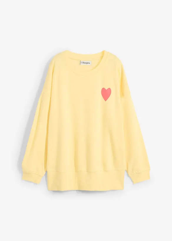 Oversized-Sweatshirt aus Bio-Baumwolle in gelb von vorne - bonprix
