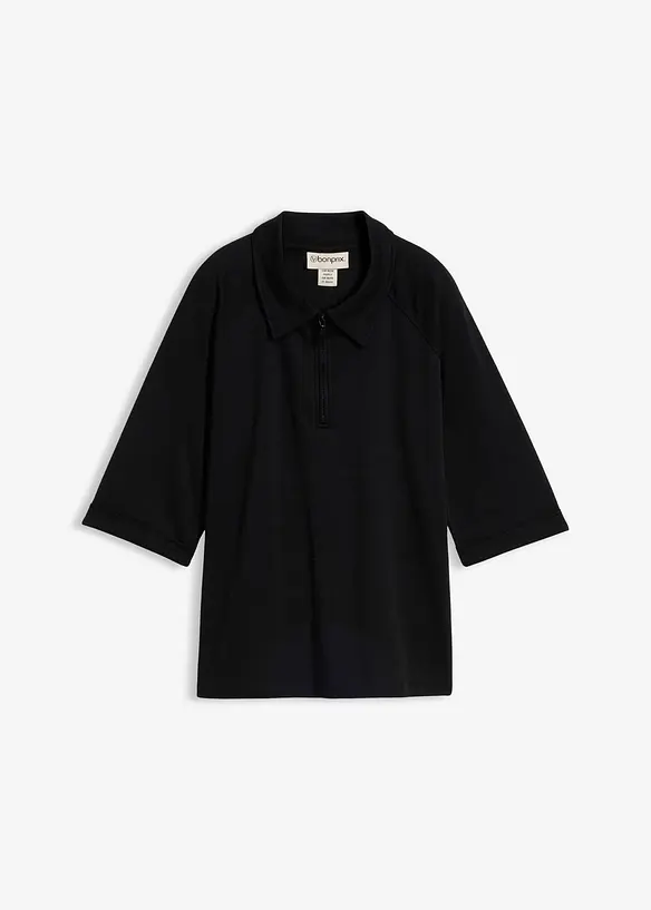Shirtbluse aus schwerer Bio-Baumwolle in schwarz von vorne - bonprix
