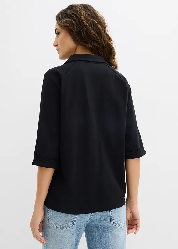 Shirtbluse aus schwerer Bio-Baumwolle in schwarz von hinten (im Anschnitt) - bonprix