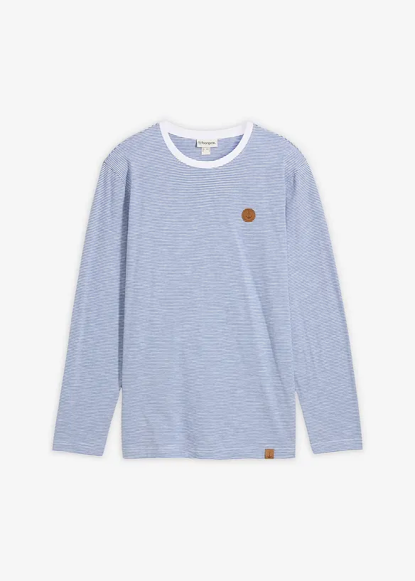 Langarmshirt aus reiner Bio-Baumwolle in blau von vorne - bonprix