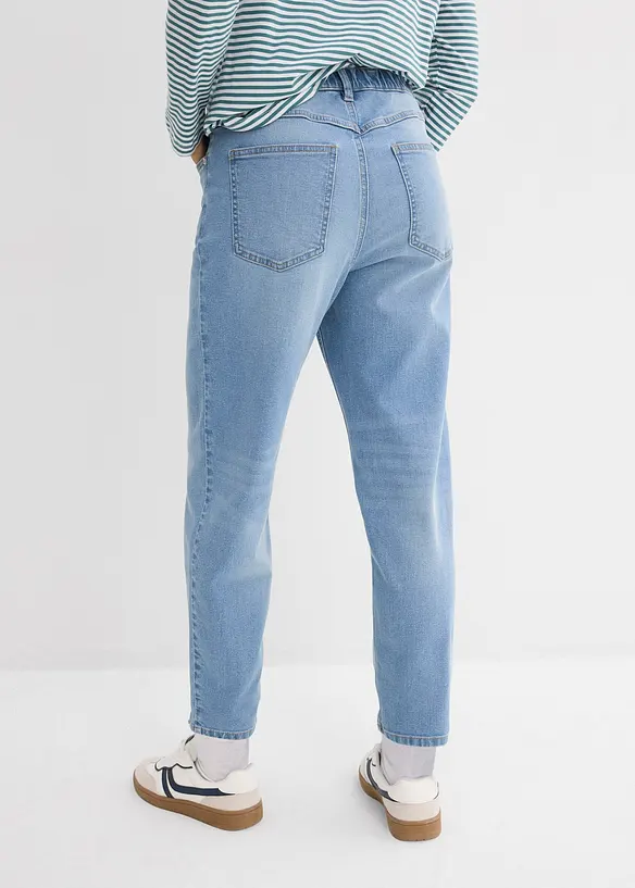Mom-Jeans High Waist, cropped in blau von hinten - bonprix