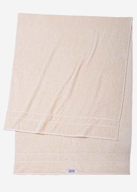 Baumwollsaunatuch in beige von vorne - bonprix