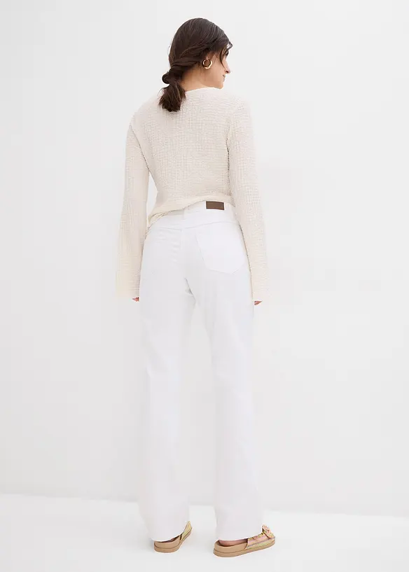Straight Jeans Mid Waist, Stretch in weiß von hinten - bonprix