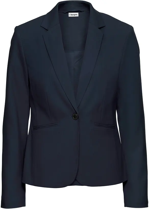 Blazer mit Paspeltaschen Petite in blau von vorne - bonprix Blazer mit Paspeltaschen Petite in blau von vorne - bonprix