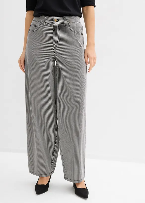 Ballon Fit-Hose mit Streifen in schwarz von vorne - bonprix Ballon Fit-Hose mit Streifen in schwarz von vorne - bonprix