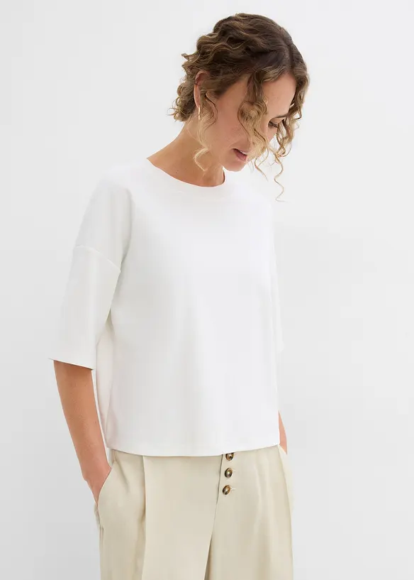 T-Shirt aus reiner Bio-Baumwolle in weiß von vorne (im Anschnitt) - bonprix