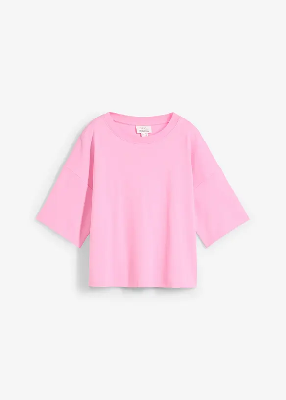 T-Shirt aus reiner Bio-Baumwolle in rosa von vorne - bonprix