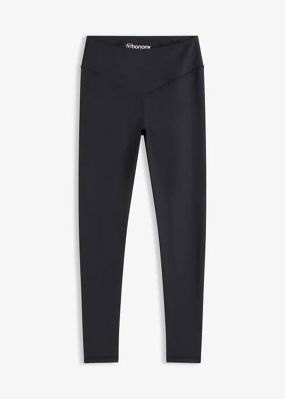 Sport-Leggings aus stabilem Baumwollgrifff in schwarz von vorne - bonprix Sport-Leggings aus stabilem Baumwollgrifff in schwarz von vorne - bonprix