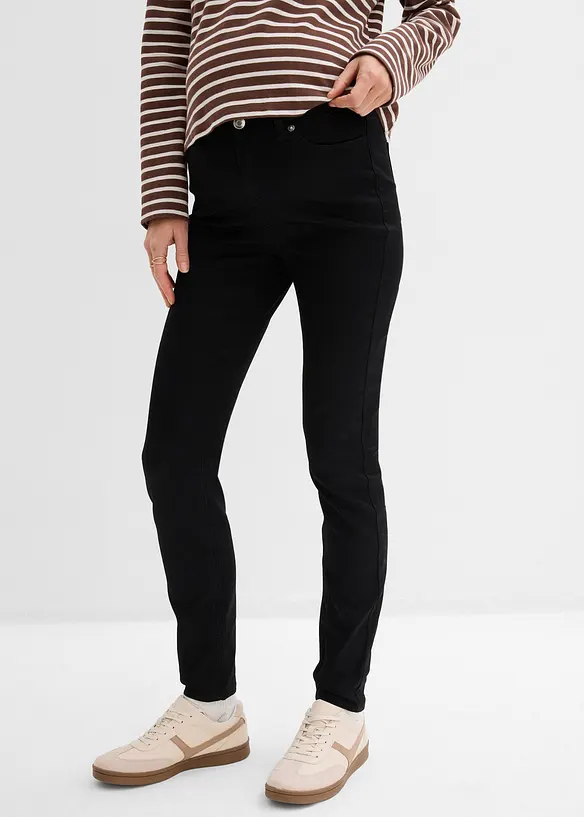 2-in-1 Super-Stretch Jeans für die Schwangerschaft und danach, Slim in schwarz von vorne - bonprix