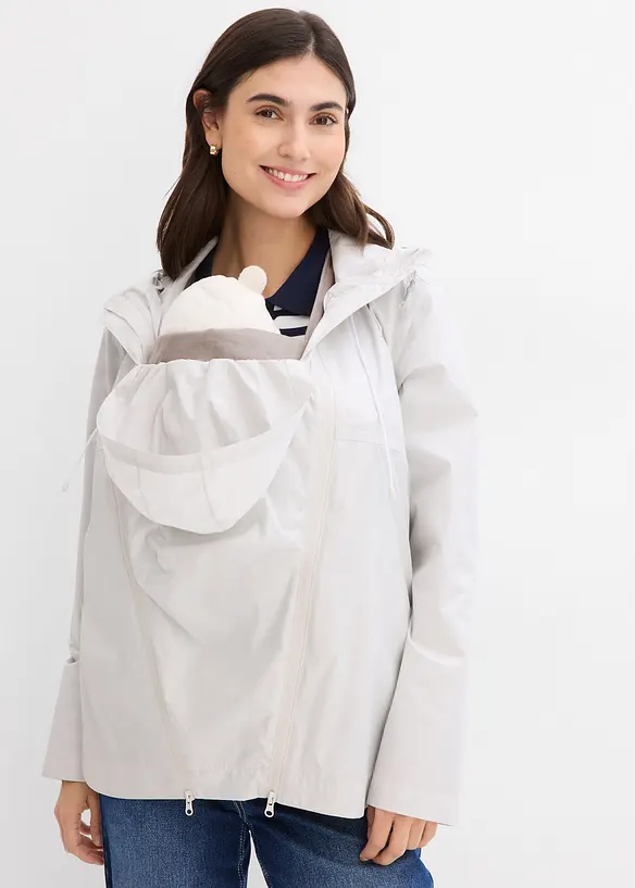 Ultraleichte wind- und regenfeste Umstands- und Tragejacke in grau von vorne (im Anschnitt) - bonprix