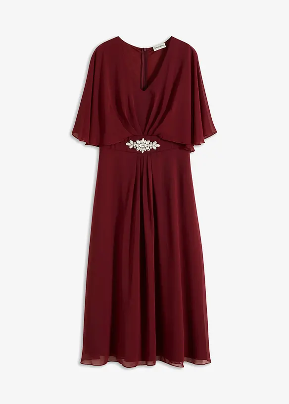 Chiffonkleid mit Strassstein-Applikation in rot von vorne - bonprix