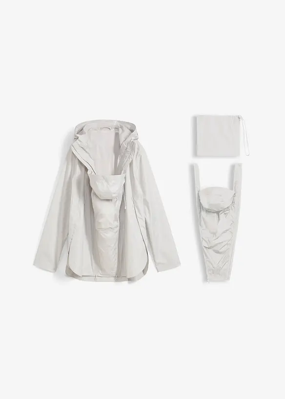 Ultraleichte wind- und regenfeste Umstands- und Tragejacke in grau von vorne - bonprix