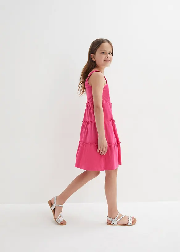Trägerkleid aus reiner Bio-Baumwolle in pink von hinten (Totalaufnahme) - bonprix