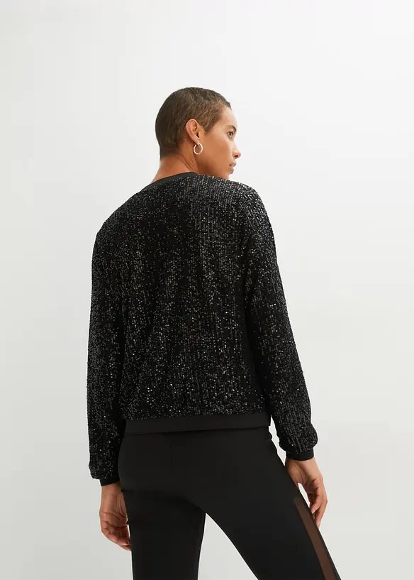 Pailletten-Blouson in schwarz von hinten (im Anschnitt) - bonprix Pailletten-Blouson in schwarz von hinten (im Anschnitt) - bonprix