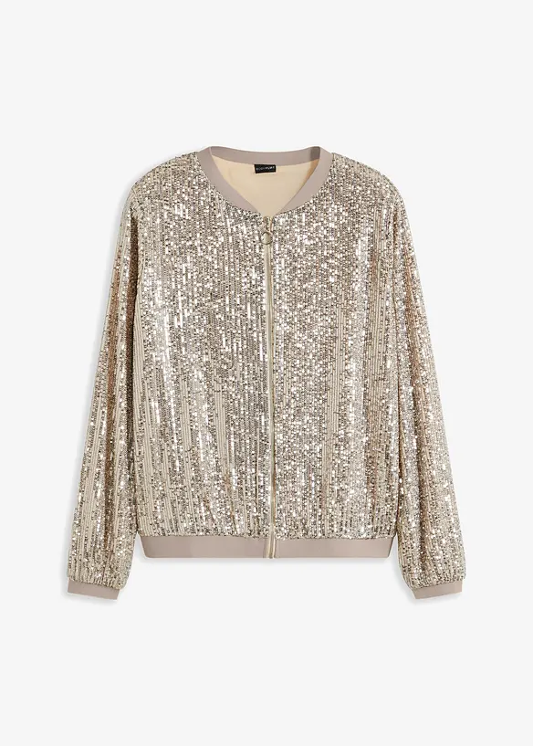 Pailletten-Blouson in beige von vorne - bonprix Pailletten-Blouson in beige von vorne - bonprix