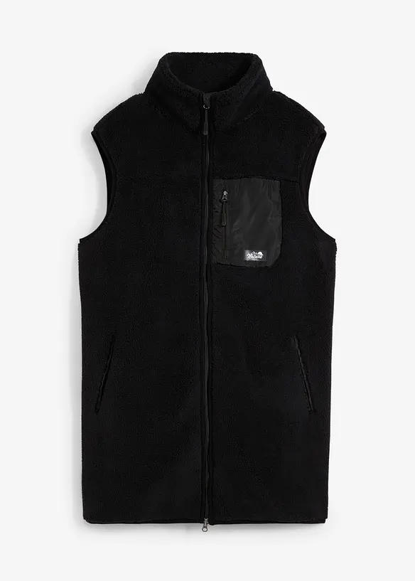 Teddy-Fleece-Weste in schwarz von vorne - bonprix