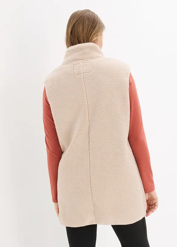 Teddy-Fleece-Weste in grau von hinten (im Anschnitt) - bonprix