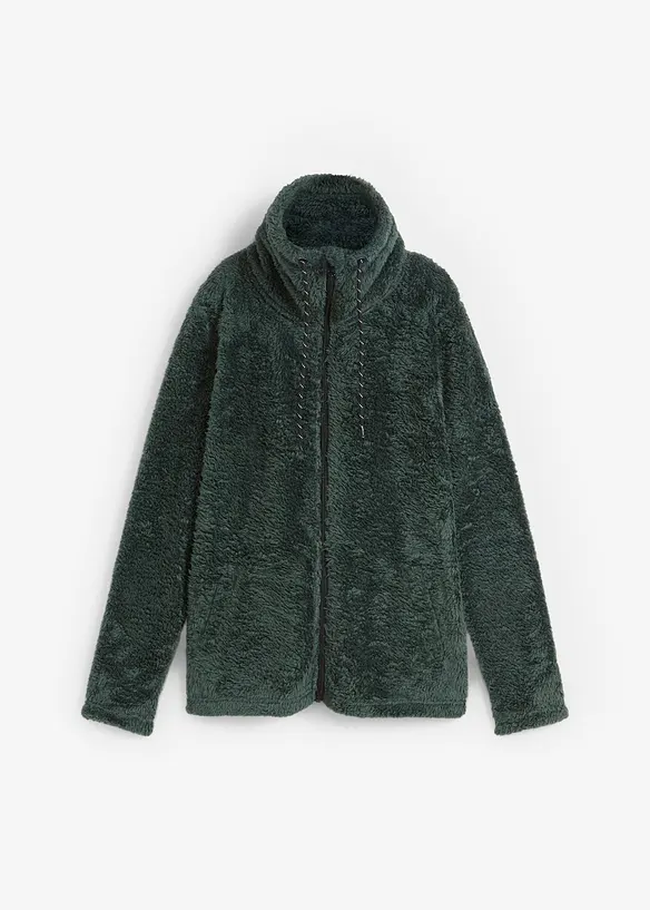 Teddy-Fleece-Jacke in grün von vorne - bonprix Teddy-Fleece-Jacke in grün von vorne - bonprix