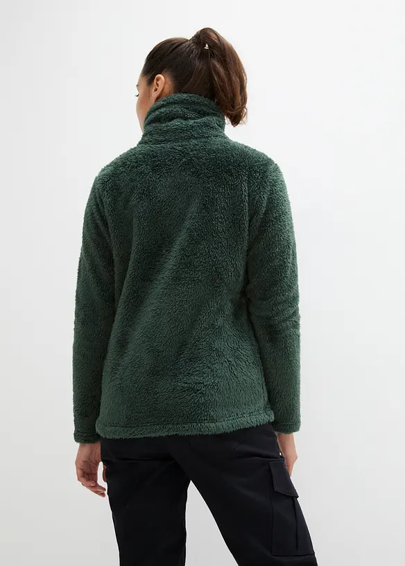 Teddy-Fleece-Jacke in grün von hinten (im Anschnitt) - bonprix Teddy-Fleece-Jacke in grün von hinten (im Anschnitt) - bonprix