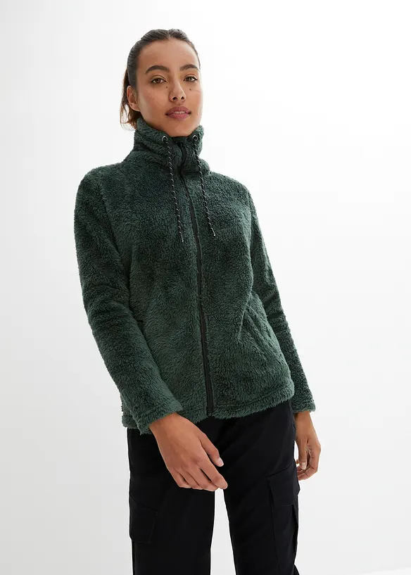 Teddy-Fleece-Jacke in grün von vorne (im Anschnitt) - bonprix Teddy-Fleece-Jacke in grün von vorne (im Anschnitt) - bonprix