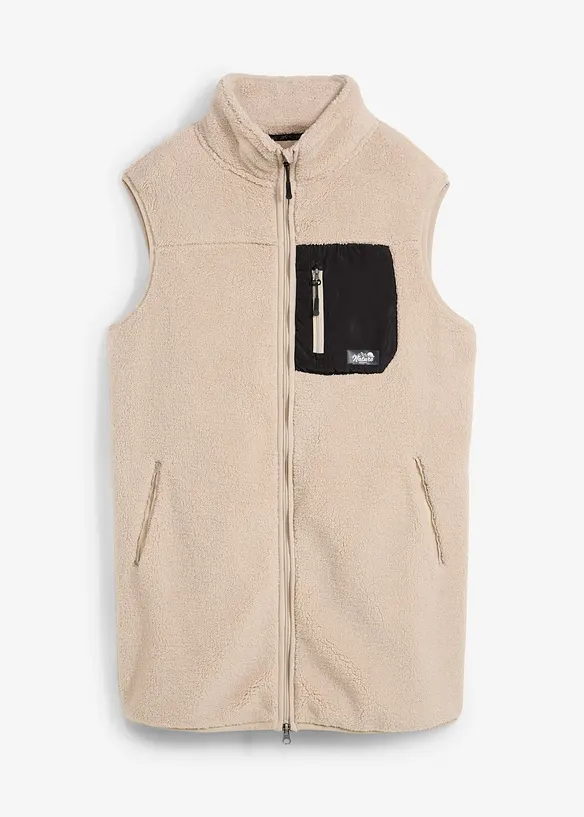Teddy-Fleece-Weste in grau von vorne - bonprix