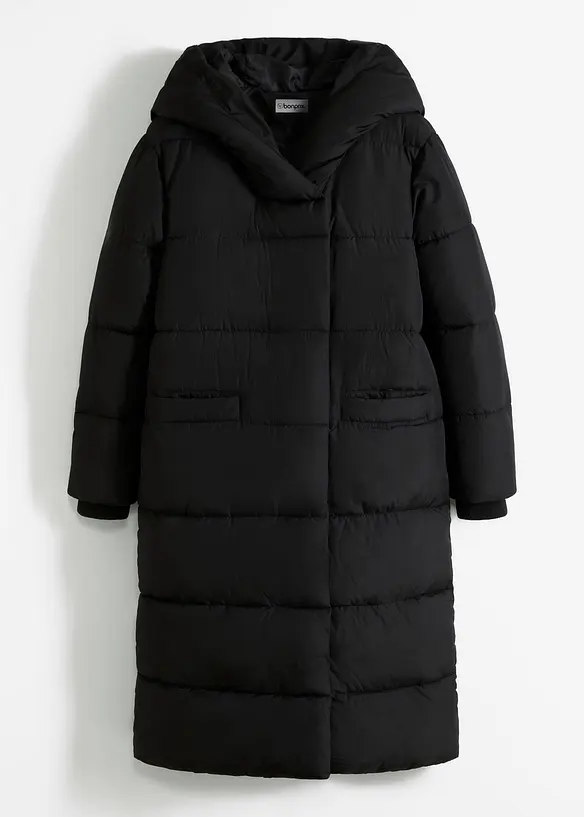 Oversize Steppmantel in schwarz von vorne - bonprix