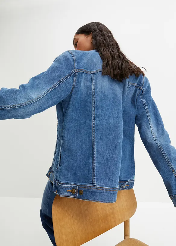 Stretch-Jeansjacke, Basic in blau von hinten (im Anschnitt) - bonprix
