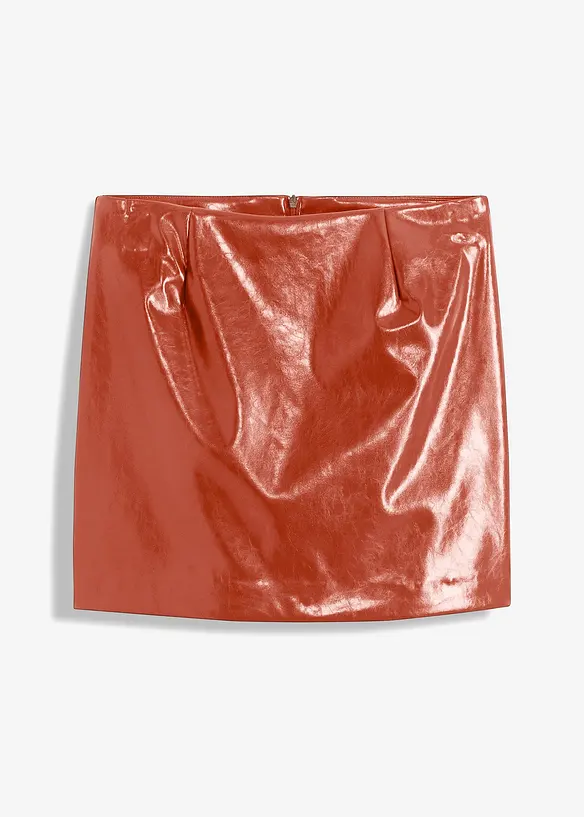 Kurzer Lederimitat-Rock in rot von vorne - bonprix Kurzer Lederimitat-Rock in rot von vorne - bonprix