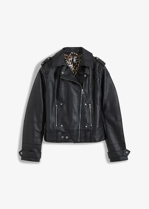 Biker-Jacke in schwarz von vorne - bonprix