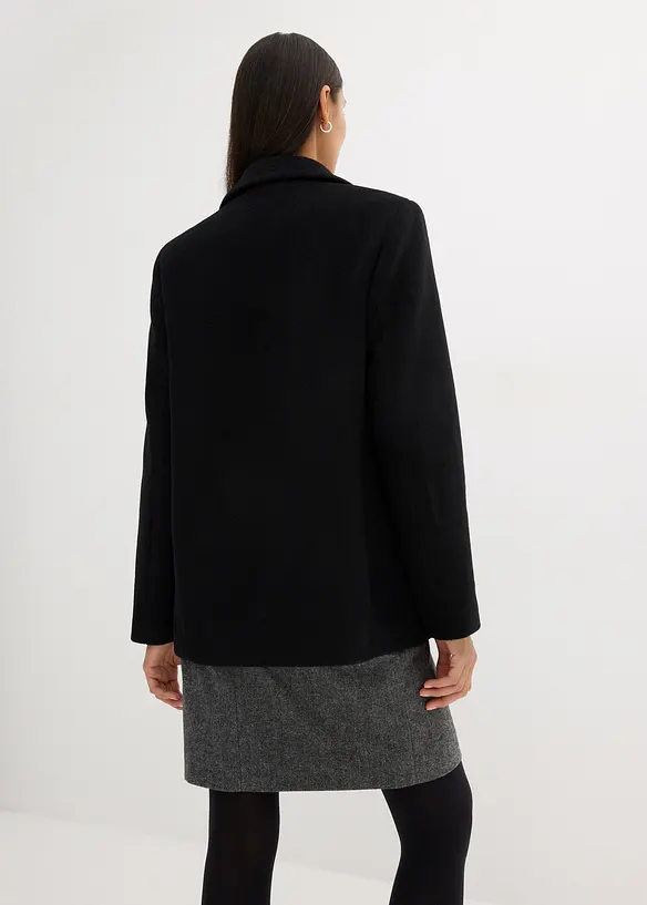 Cabanjacke aus Wolle in schwarz von hinten (im Anschnitt) - bonprix
