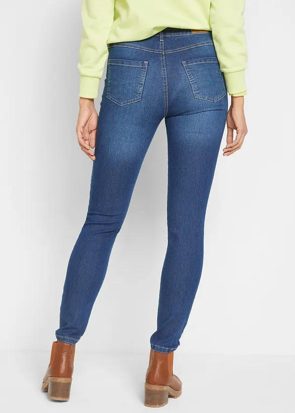 Skinny Jeans Mid Waist, Stretch in blau von hinten - bonprix