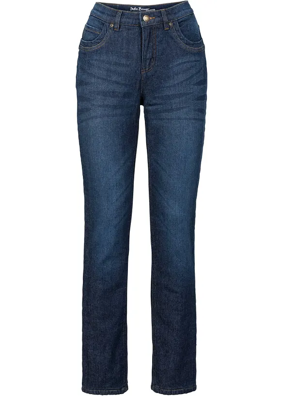 Straight-Jeans High Waist, Thermo in blau von vorne - bonprix