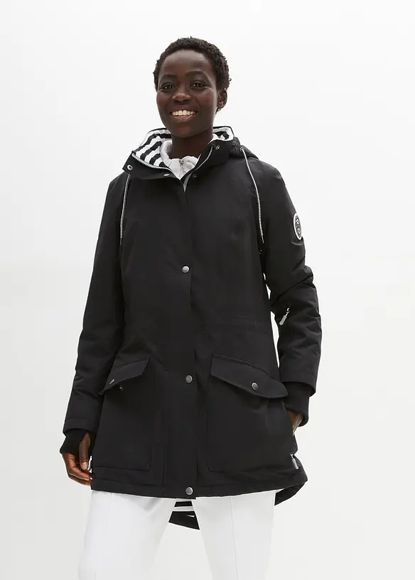wasserdichte Funktions-Übergangsjacke in schwarz von vorne (im Anschnitt) - bonprix