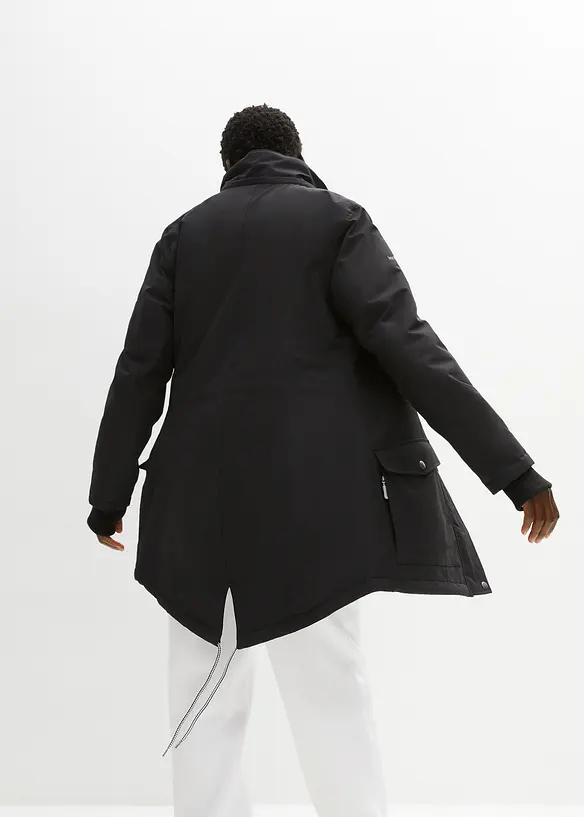 wasserdichte Funktions-Übergangsjacke in schwarz von hinten (im Anschnitt) - bonprix