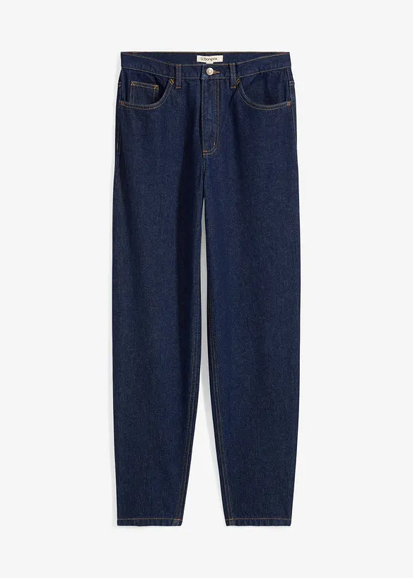 Mom Jeans High Waist, cropped in blau von vorne - bonprix Mom Jeans High Waist, cropped in blau von vorne - bonprix