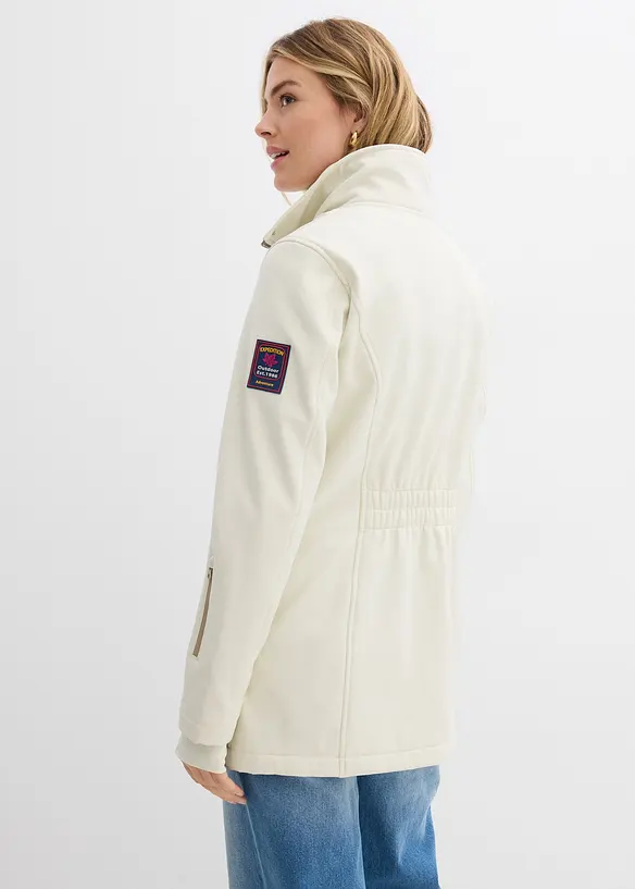 wasserabweisende Stretch-Softshell-Longjacke in grau von hinten (im Anschnitt) - bonprix